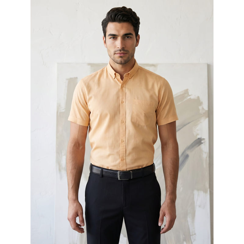 KUONS AVENUE Cotton Peach Formal Shirt (M)