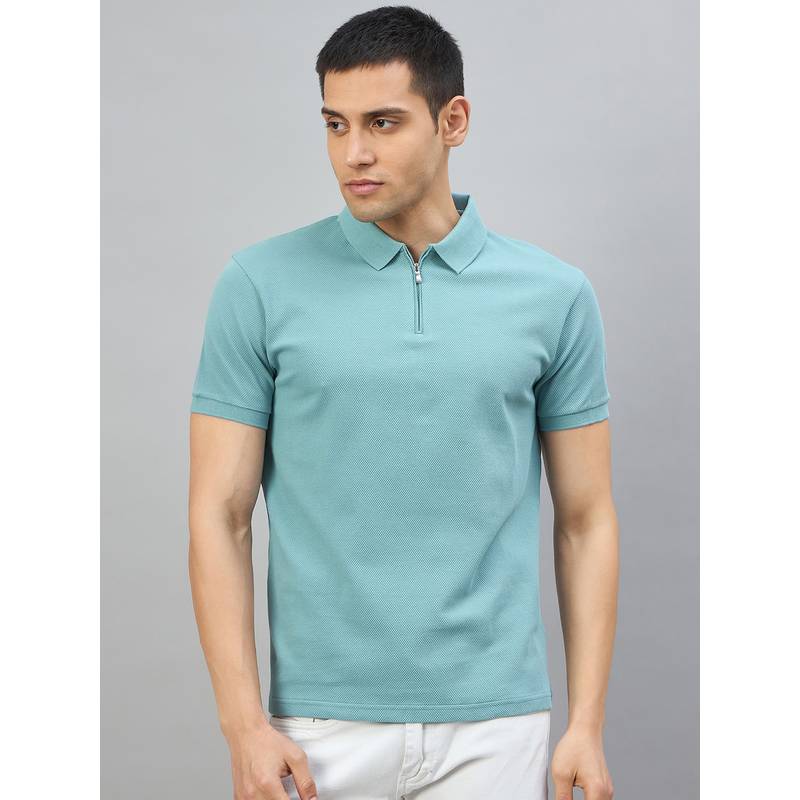 98 Degree North Men Cotton Solid Turquoise T-shirt (XL)