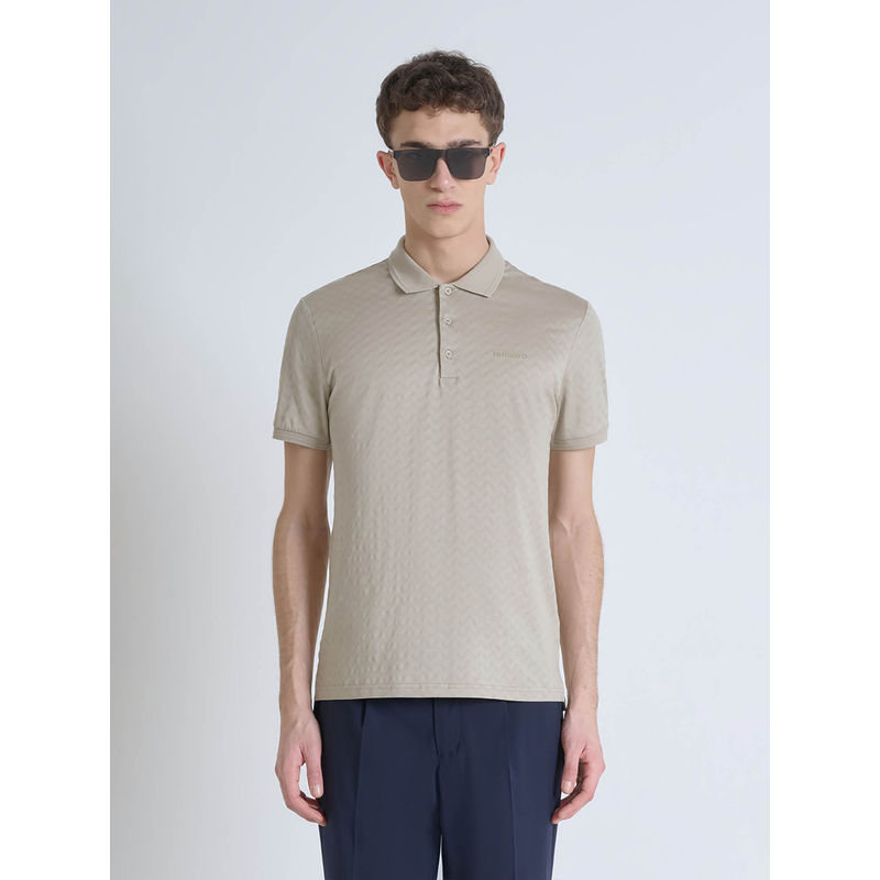 Antony Morato Mens Beige Textured Stretchable Polo T-Shirt (L)