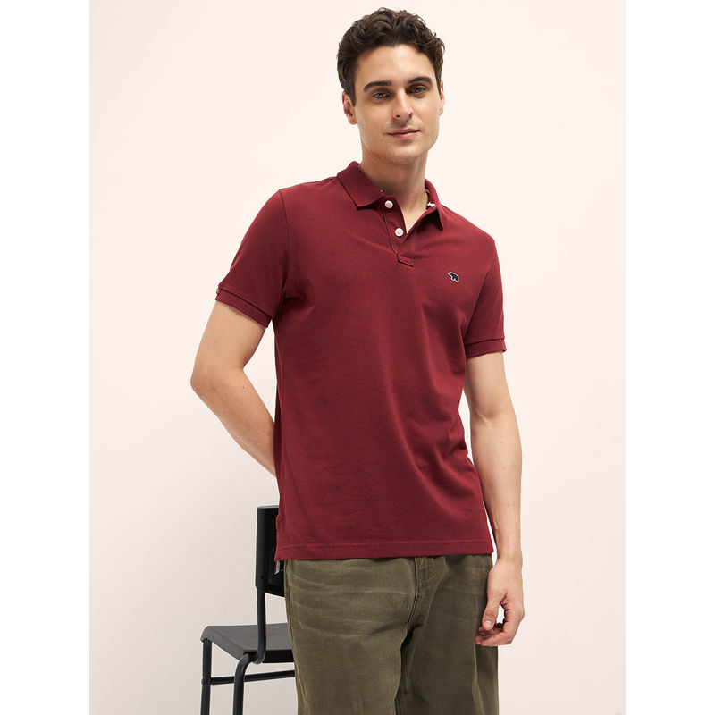 THE BEAR HOUSE Men's Regular Fit Red Polo T-Shirt (S)