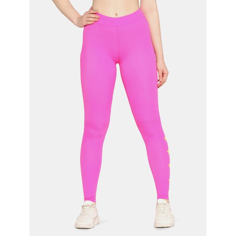 Da Intimo Super Strechy Solid Sports Tights - Pink (S)