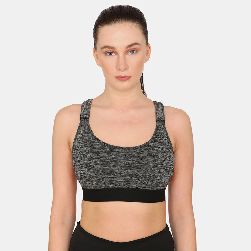Zivame Rosaline Sports Bra With Removable Padding Anthracite Black