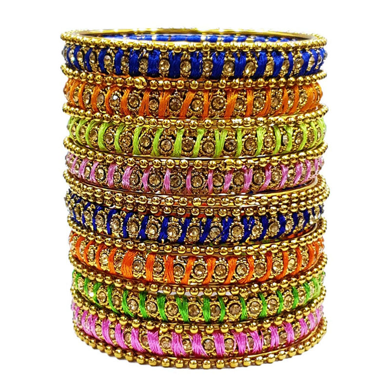 Youbella Brass Golden Traditional Hand Work Bangles - 2.4