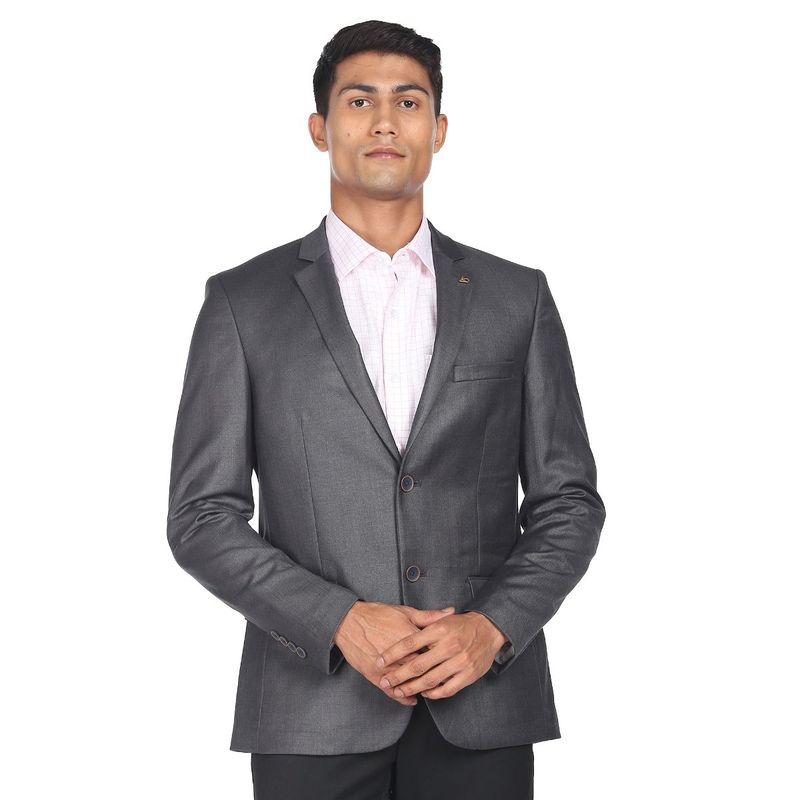 AD By Arvind Men Grey Heathered Tailored Fit Blazer (38)
