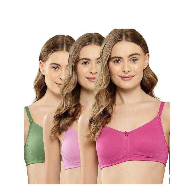 Leading Lady Womens Non-Padded and Non-Wired Solid T-shirt Bra - Multi-Color (Pack of 3) (32C)