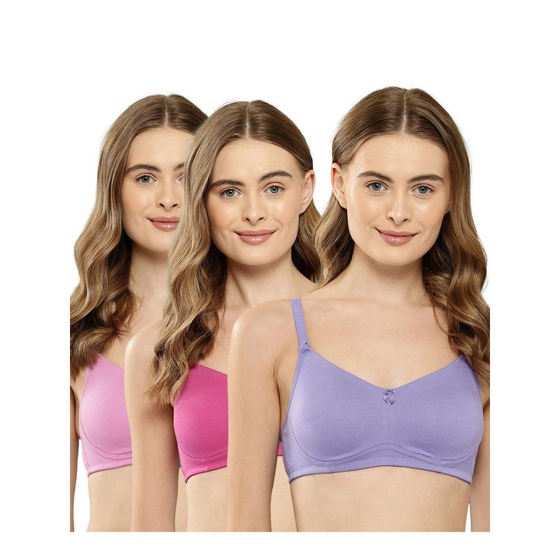 Leading Lady Womens Non-Padded and Non-Wired Solid T-shirt Bra - Multi-Color (Pack of 3) (32B)