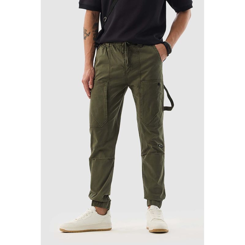 Snitch Olive Solid Slim Casual Joggers (30)
