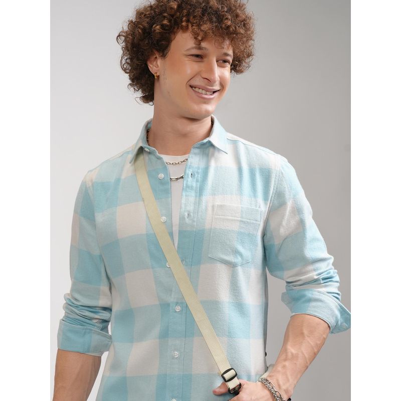 HIGHLANDER Men Multi-Color Cotton Checks Slim Fit Shirt (S)