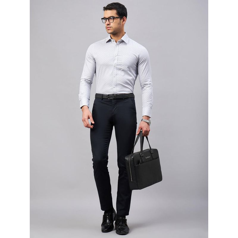 Louis Stitch Men White Cotton Self Design Regular Fit Shirt (38)