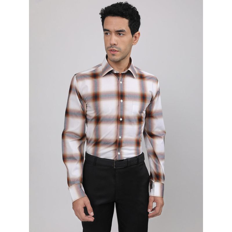 Louis Stitch Men Brown Cotton Self Design Regular Fit Shirt (36)