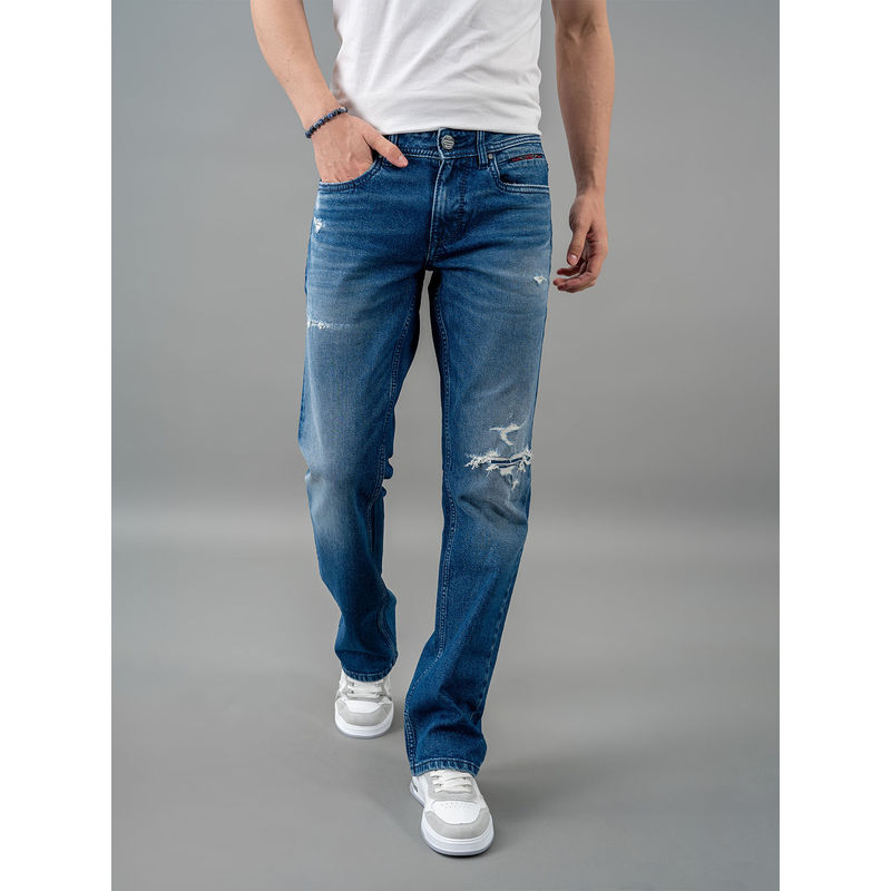 ROOKIES Blue 5 Pocket Mid Rise Straight Jeans (36)