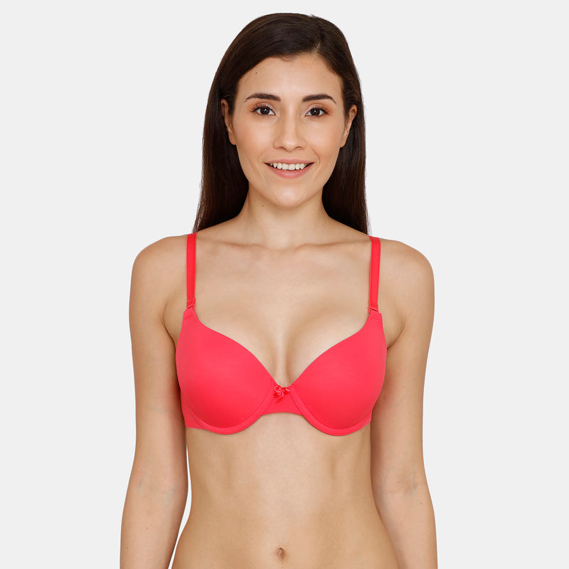 Zivame Push Up Wired 3/4th Coverage T-Shirt Bra - Teaberry - Red (38A)