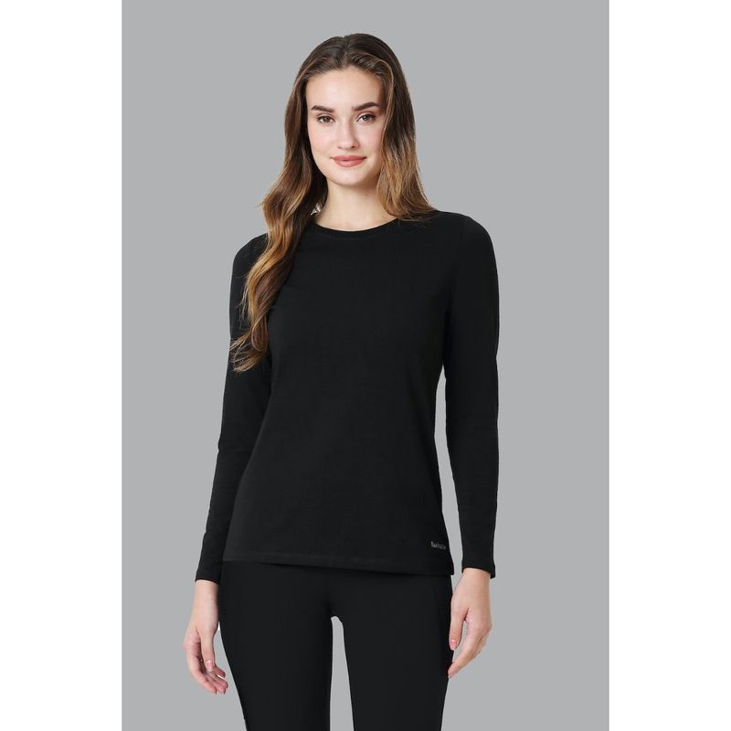 Van Heusen Women Round Neck & Full Sleeve Lounge T-Shirt - Black (M)