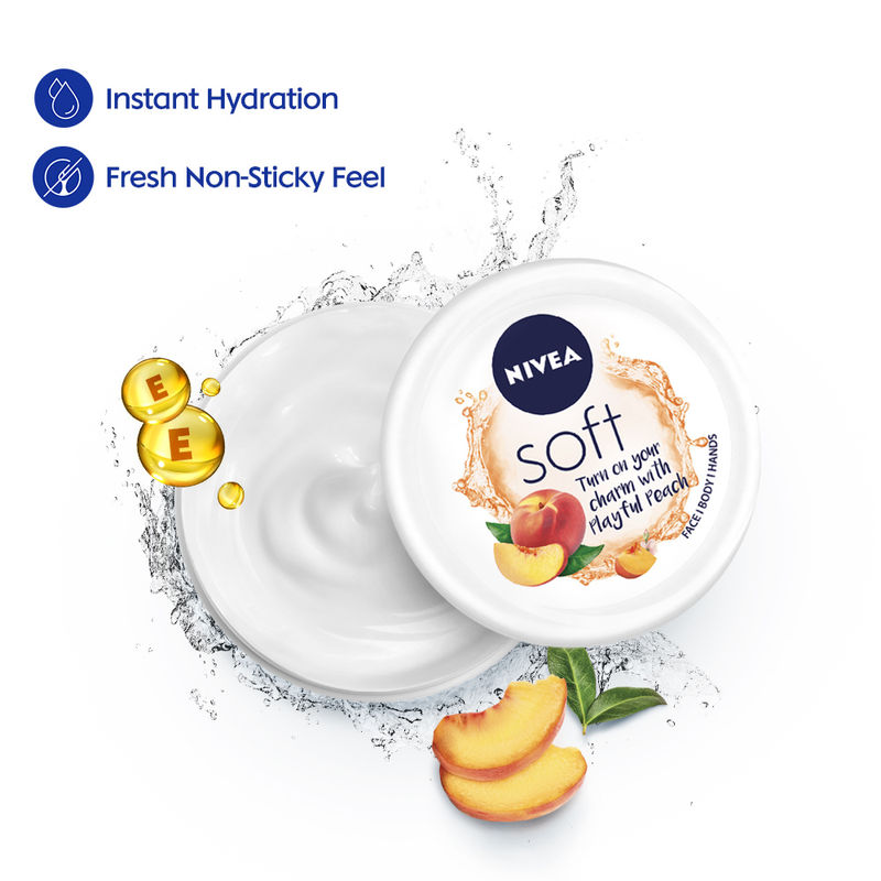 NIVEA Soft Light Moisturizer Cream Playful Peach For Hands And Body - 200 Ml