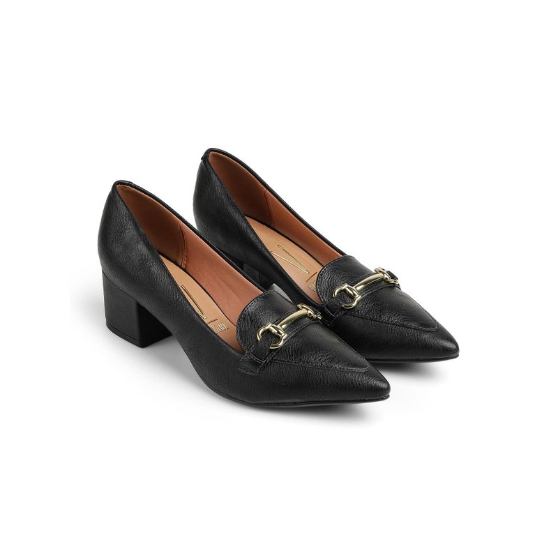 Vizzano Black Pointed Toe Block Heel Loafers (EURO 36)
