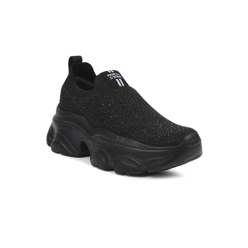 North Star Women Stylish Casual Slip-On Black Sneakers (UK 4)