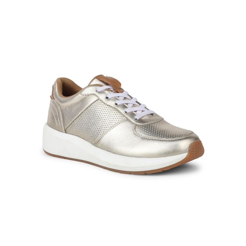 Hush Puppies Women Stylish Casual Lace-Ups Gold Sneakers (UK 6)