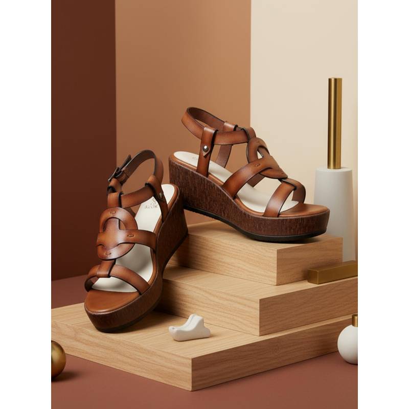 EZOK W-1007 Lightweight Comfort Brown Sandal Heels (EURO 36)