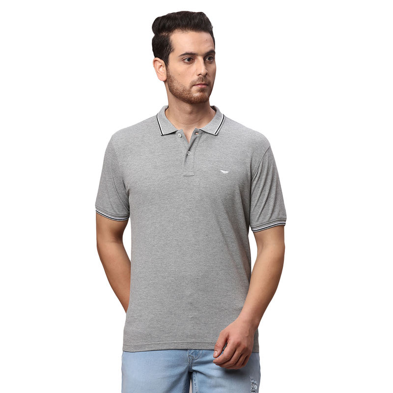 Buy Park Avenue Slim Fit Solid Grey Polo T-Shirt Online Buy Park Avenue Slim Fit Solid Grey Polo T-Shirt Online