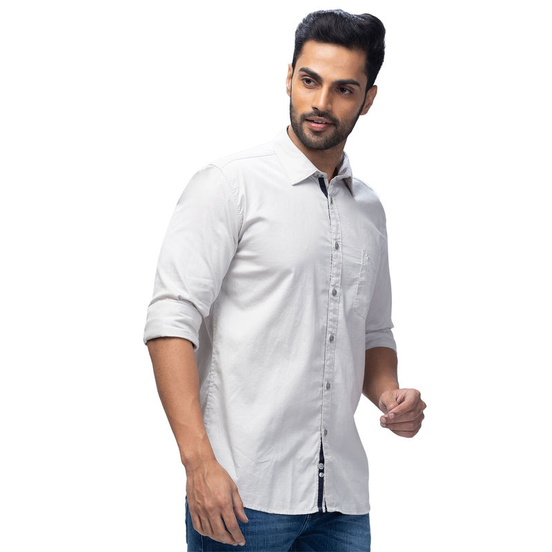 Parx Slim Fit Solid White Shirt (M)