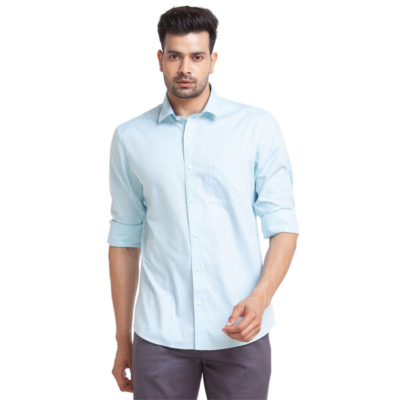 ColorPlus Regular Fit Solid Blue Shirt (S)