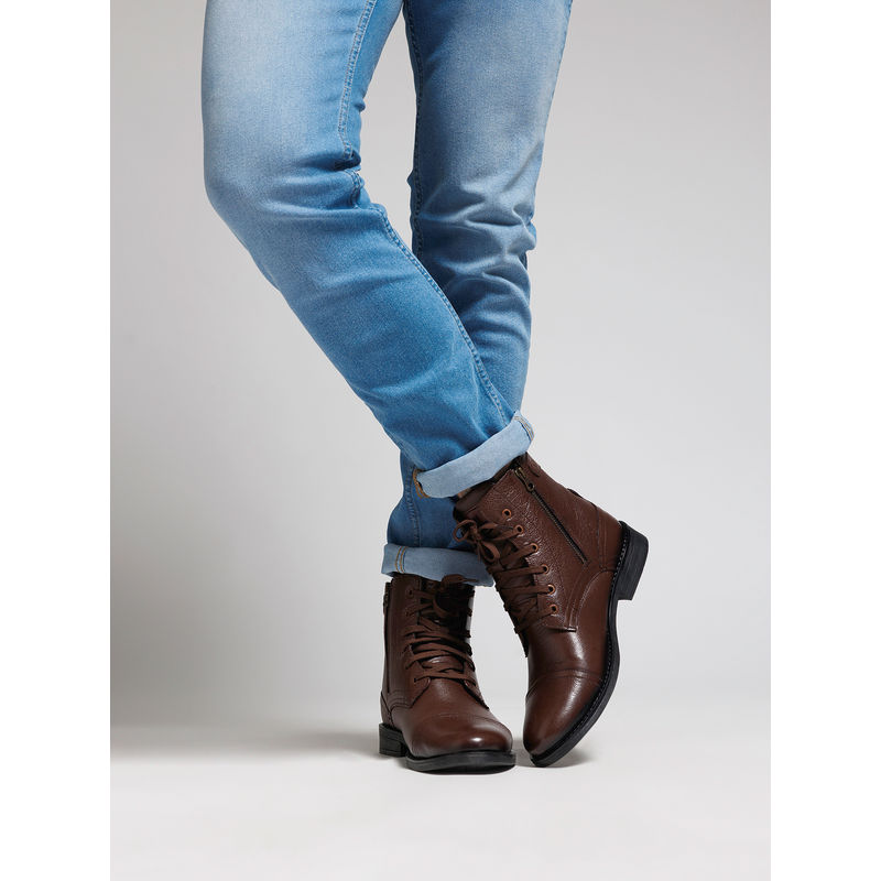 Zoom Shoes Mens Lace-Ups Casual Boots - Brown (UK 9)