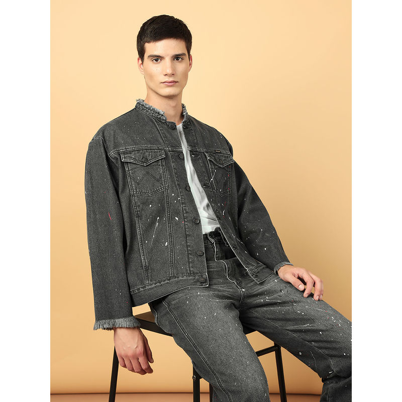 Wrangler Men's Solid Black Trucker Jacket (L)