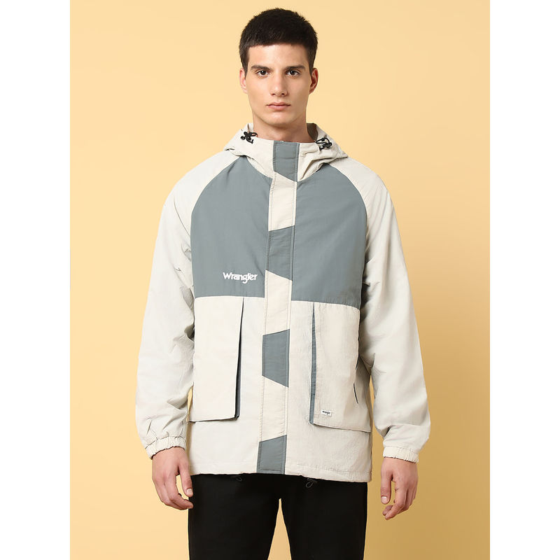 Wrangler Men's Colorblock Grey Windcheater Jacket (XL)