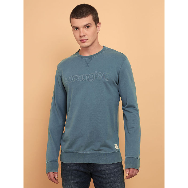 Wrangler Men's Solid Blue Overdyed Sweatshirt (M)