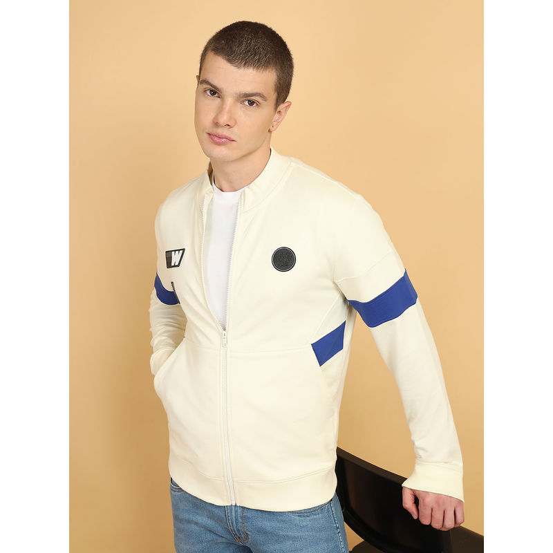 Wrangler Men's Colorblock Beige Zip-Up Sweatshirt (L)