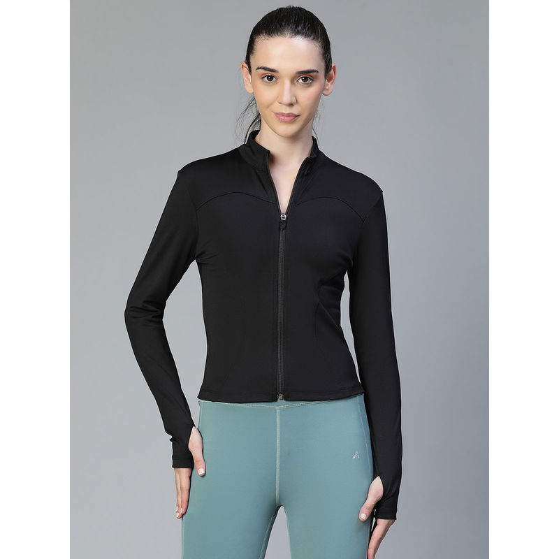 Athlisis Black Women Solid Dry-Fit Outdoor Jacket (S)