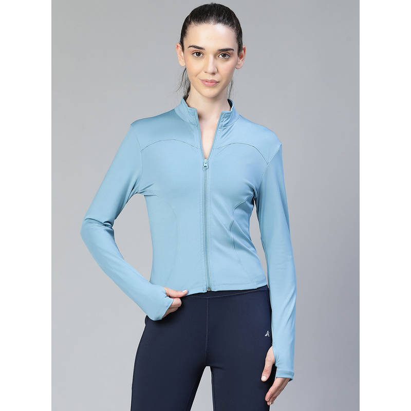 Athlisis Blue Women Solid Dry-Fit Outdoor Jacket (XL)