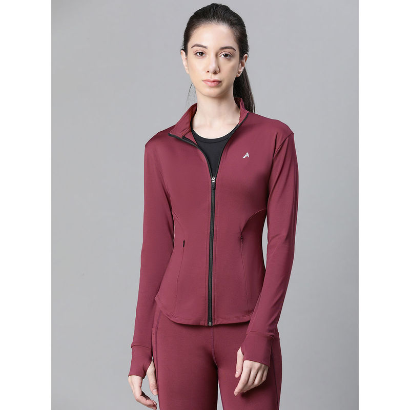 Athlisis Maroon Women Solid Dry-Fit Outdoor Jacket (S)