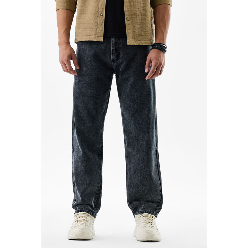 Snitch Charcoal Grey Textured Relaxed Casual Jeans (36)