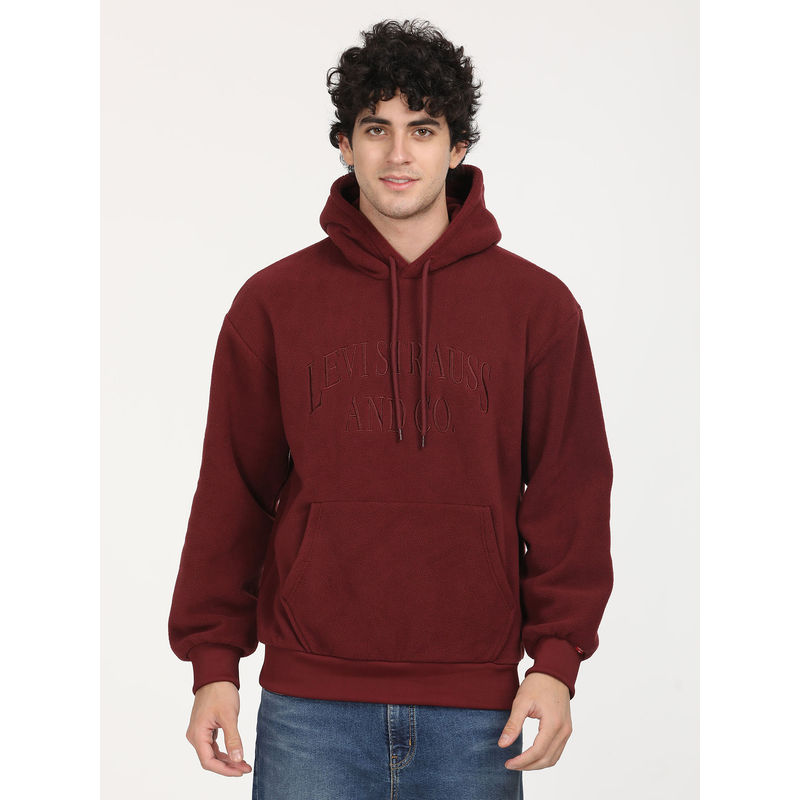 Levi's Men Brand Logo Maroon Hoodie (M)