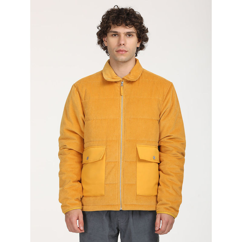 Levi's Men Quilted Yellow Spread Collar Puffer Jacket (XL)
