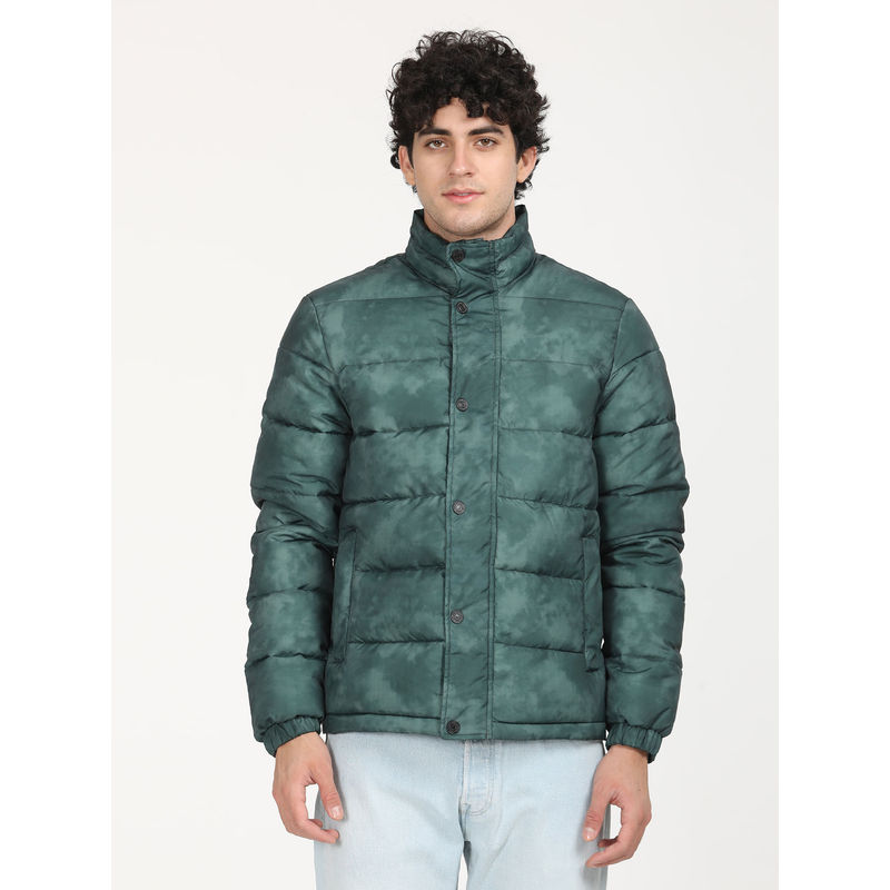 Levi's Men Printed Green High Neck Puffer Jacket (L)