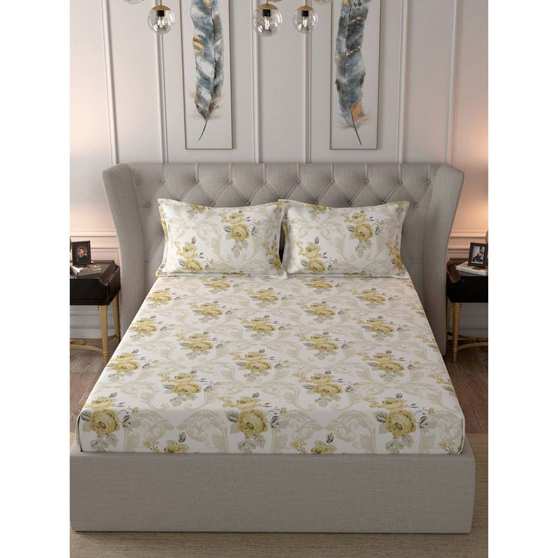 Maspar Hermosa 210TC Giardino Giselle Cotton Yellow Single Bed Sheet