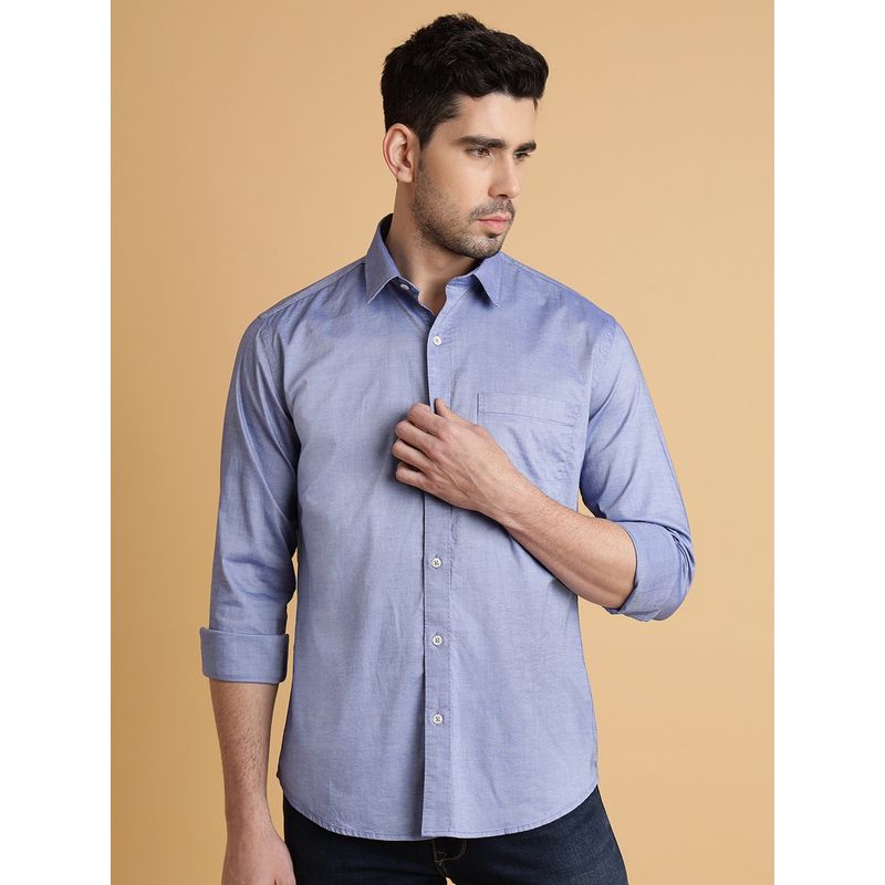 Greenfibre Men's 100% Cotton Solid Purple Regular Fit Cutaway Semi Casual Shirt (38)