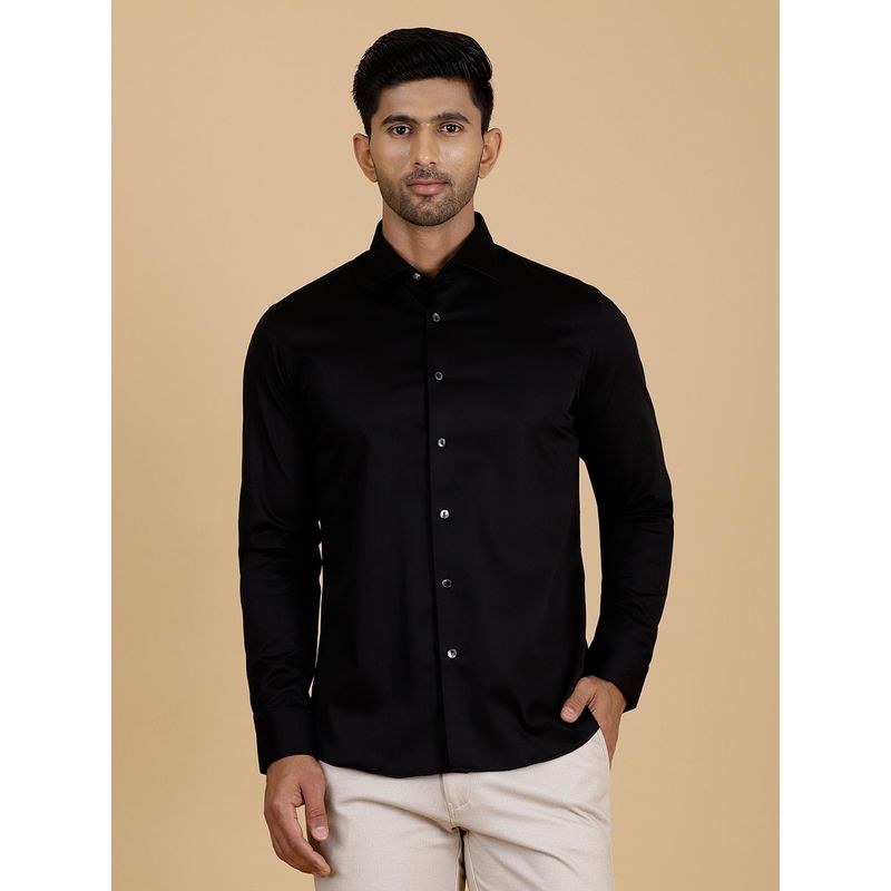 Wyre Men's Black Cotton Slim Fit Party Wear Shirt (42)
