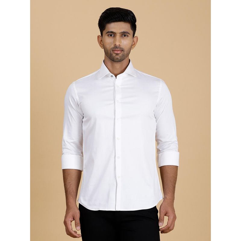 Wyre Slim Fit Cotton Solid White Party Shirt (44)