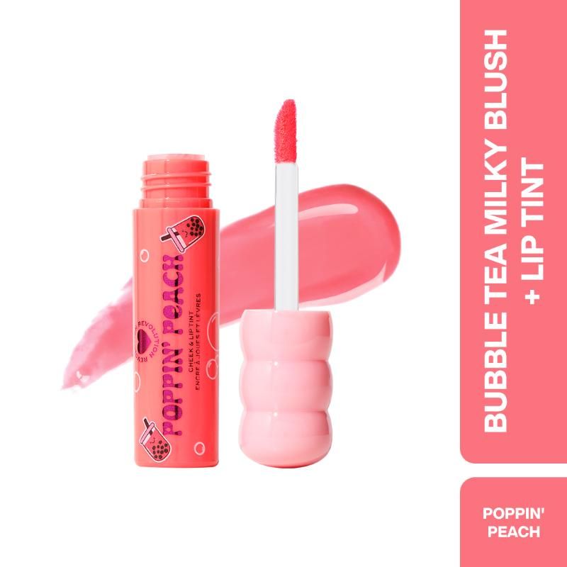 Makeup Revolution Bubble Tea Milky Blush + Lip Tint - Poppin' Peach