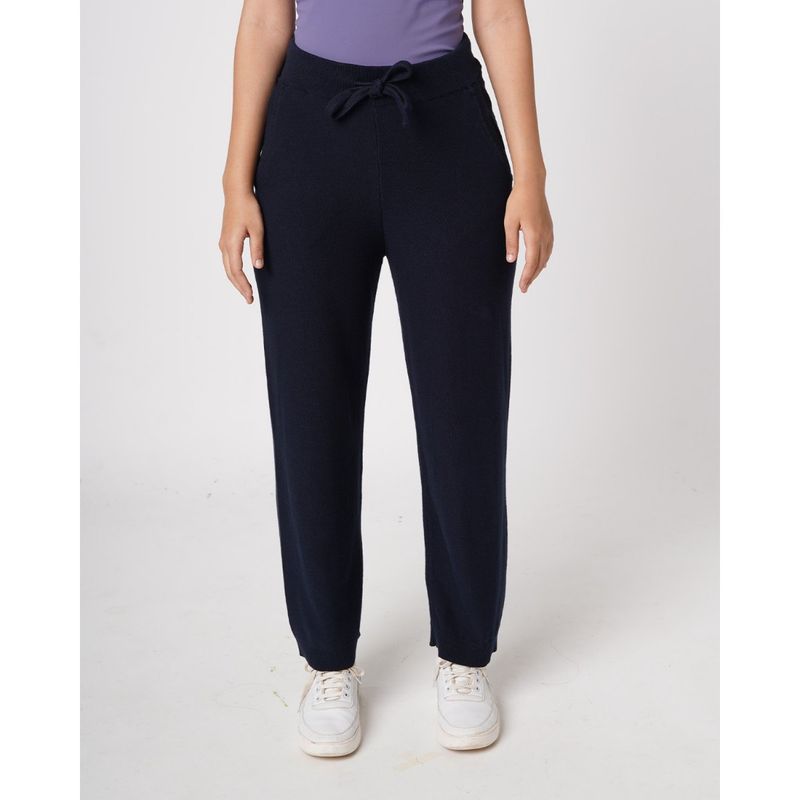 Bliss Club Women Navy Blue Move All Day Pants Regular with Adjustable Drawstring (XS)