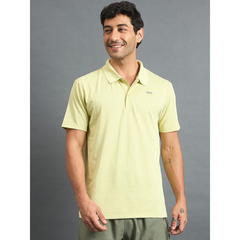 Dida Men Dri-Fit Solid Polo Collar Cotton T-Shirt (M)