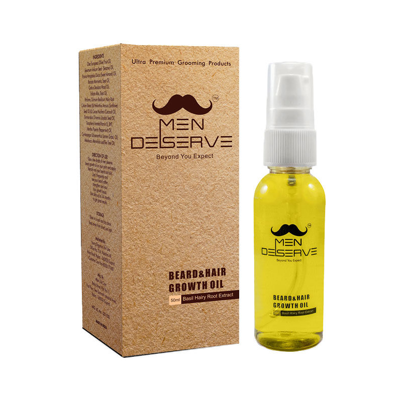MEN DESERVE Beard & Hair Growth Oil Basil Hairy Root Extract
