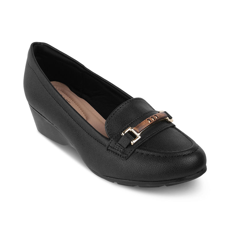 MODARE Wedge Heel Loafers-Black (EURO 41)