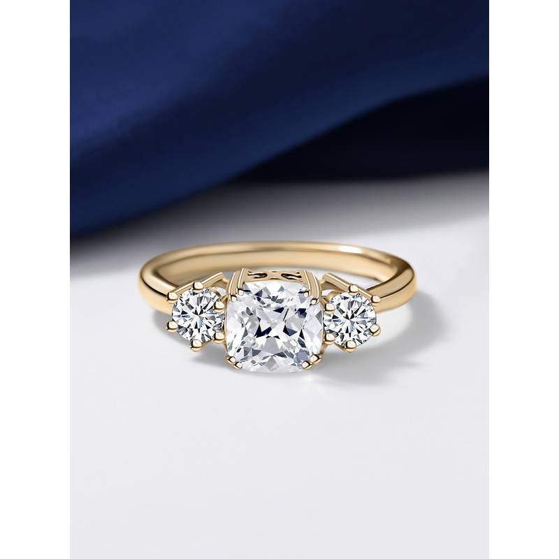 Ornate Jewels 925 Silver Yellow Gold American Diamond Megan Markle Ring for Women & Girls (10)