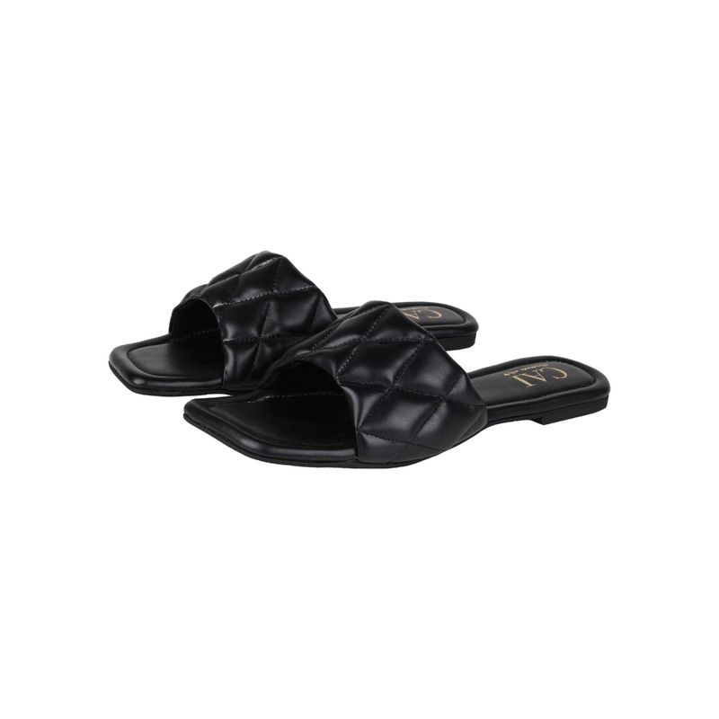 Black shop quilted slides