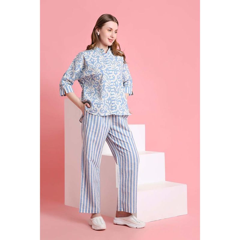 Tuna London Linen Blue Relaxed Shirt & Pyjama (XS)