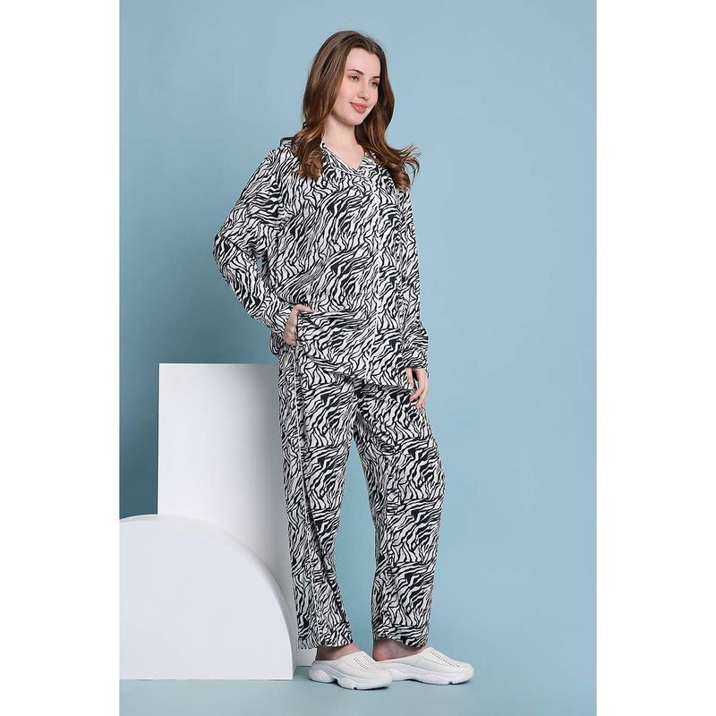 Tuna London Black Zebra Printed Shirt & Pyjama (XS)